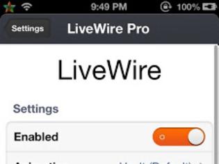 Φωτογραφία για LiveWire Pro: Cydia tweak new ($0.99)
