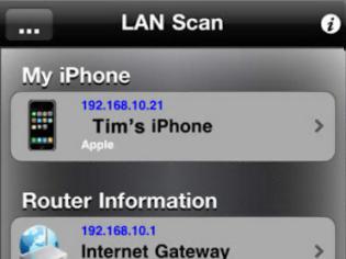 Φωτογραφία για LANScan: AppStore free...δείτε ποιος έχει συνδεθεί στο δίκτυο σας