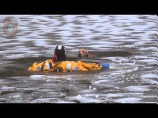 Φωτογραφία για Πυροσβέστες ρίχνονται στην παγωμένη λίμνη για να σώσουν σκύλο [video]