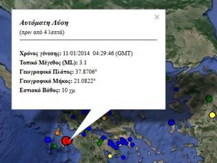 Φωτογραφία για Μετασεισμός 3,1R νοτιοδυτικά της Κυλλήνης