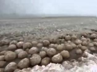 Φωτογραφία για Λίμνη στις ΗΠΑ έχει μετατραπεί σε μια θάλασσα με χιονόμπαλες