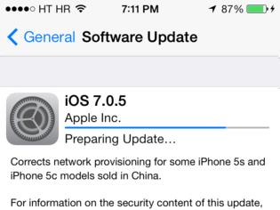 Φωτογραφία για Η Apple έδωσε αναβάθμιση του ios σε 7.0.5