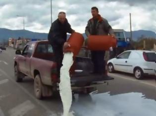 Φωτογραφία για Αιτωλοακαρνανία: Κτηνοτρόφοι έκλεισαν το δρόμο και έχυσαν γάλα!