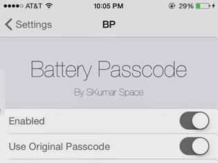 Φωτογραφία για Battery Passcode: Cydia tweak new free...ένας πρότυπος τρόπος για να κλειδώσετε την συσκευή σας