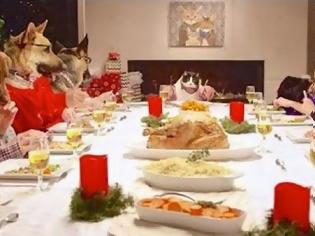 Φωτογραφία για 13 σκύλοι και μια γάτα σε ένα χριστουγεννιάτικο τραπέζι που έγινε viral! [Video]