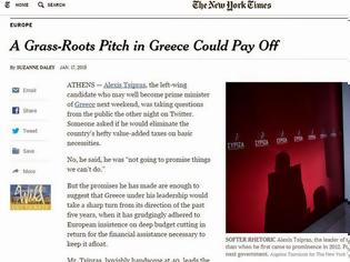 Φωτογραφία για New York Times: Ο Τσίπρας προσφέρει στους Έλληνες ένα λαϊκιστικό όραμα