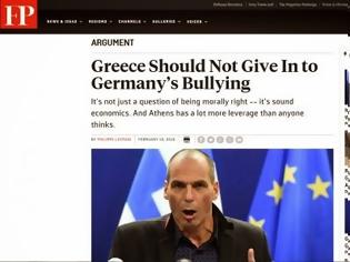 Φωτογραφία για «Η Ελλάδα δεν πρέπει να ενδώσει στον γερμανικό εκφοβισμό»