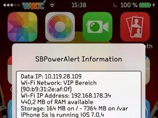 Φωτογραφία για SBPowerAlert: Cydia tweak update free v8.1-101