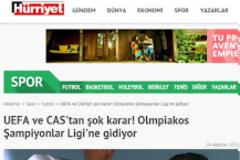 Δυσαρέκεια των Τούρκων για ΟΥΕΦΑ και Ολυμπιακό