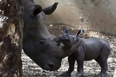 Τρία μωρά σπάνιου είδους ρινόκερου κάνουν... πέρασμα από την κάμερα