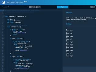 Φωτογραφία για Η IBM Swift Sandbox σας επιτρέπει να γράψετε και να εκτελέσετε κώδικα Swift