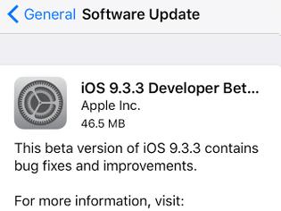Φωτογραφία για Διαθέσιμη η τρίτη beta του ios 9.3.3 από την Apple