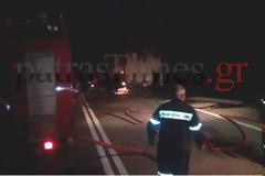 Πάτρα : Φωτιά σε νταλίκα στην Περιμετρική – Κάηκε ολοσχερώς [video]