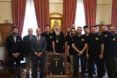 Η ομάδα μπάσκετ της Ιεράς Αρχιεπισκοπής στον Μακαριώτατο