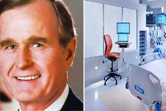 Φωτογραφία του Τζορτζ Μπους του πρεσβύτερου μέσα από το νοσοκομείο - Του κρατά το χέρι η γυναίκα του