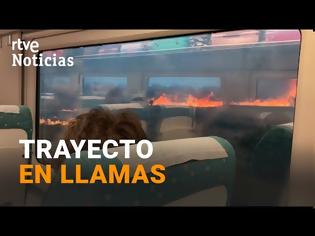 Φωτογραφία για Συγκλονιστικό βίντεο από τις φωτιές στην Ισπανία – Οι φλόγες περικύκλωσαν τρένο